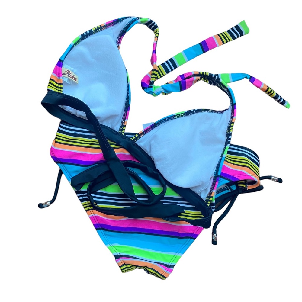 Hobie Multicolor Striped 2pc Bikini in Blue, Pink, Green, Yellow - Size M - Picture 4 of 5